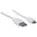 MANHATTAN Kabel propojovací USB 2.0  A Male / Micro-B Male, 1.8 m, bílý