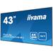 43" iiyama LE4340UHS-B1 - AMVA3,4K UHD,8.5ms,350cd/m2, 5000:1,16:9,VGA,HDMI,DVI,USB,RS232,RJ45,repro