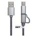 iGET G2V1 USB kabel 2v1, 1m, stříbrný, microUSB i USB-C, prodloužené koncovky