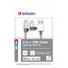 VERBATIM Lightning + Micro B USB Cable Sync & Charge 100cm (Silver), 2 in 1 cable