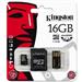 KINGSTON 16GB micro SD + SD adaptér + microSD čtečka Gen2 class 10