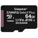 Kingston paměťová karta 64GB Canvas Select Plus microSDHC 100R A1 C10 Card + ADP