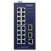 Planet průmyslový L2 switch 16x 1Gb TP + 2x SFP, IP30, -40 až 75°C, SNMP, 12-48VDC/24VAC