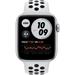 Apple Watch Nike SE 44mm Cellular stříbrný hliník s platinovým/černým sportovním řemínkem