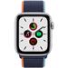 Apple Watch Series SE 44mm Cellular stříbrný hliník s námořnicky tmavomodrým provlékacím sportovním řemínkem