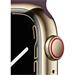 Apple Watch Series 7 Cellular 41mm zlatá ocel s tmavě višňovým sportovním řemínkem