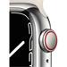 Apple Watch Series 7 Cellular 41mm stříbrná ocel s bílým sportovním řemínkem