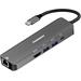 PremiumCord USB-C na HDMI + 2x USB3.2 + PD 100W+ RJ45 10/100/1000Mbps adaptér