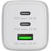 goobay Napájecí a nabíjecí adaptér 230V na 2x USB-C a 1x USB-A PD (Quick charge)  65W, bílý