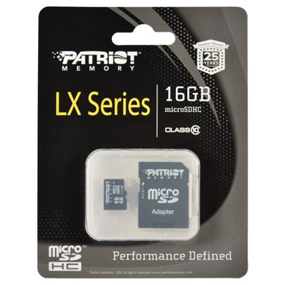 16GB PATRIOT microSDHC + adaptér Class 10