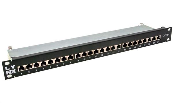 19" Patch panel LYNX 24port, STP, Cat6A, krone, černý