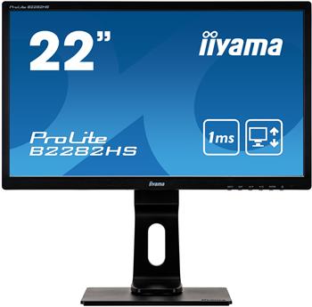 22" iiyama B2282HS-B5: TN, FullHD@75Hz, 250cd/m2, 1ms, VGA, HDMI, DVI, height, pivot, černý