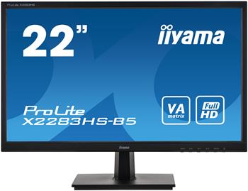 22" iiyama X2283HS-B5: VA, FullHD@75Hz, 250cd/m2, 4ms, VGA, HDMI, DP, černý