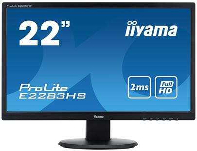 22"LCD iiyama E2283HS-B1 - 2ms, 250cd/m2, FullHD, 1000:1 (12M:1 ACR), VGA, HDMI, DVI, repro, černý