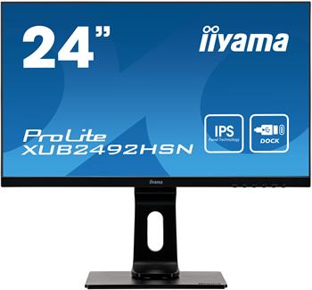 24" iiyama XUB2492HSN-B1: IPS, FullHD@75Hz, 250cd/m2, 4ms, HDMI, DP, USB-C, height, pivot, černý