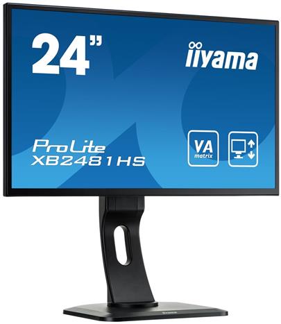 24" LCD iiyama XB2481HS-B1 - VA, 6ms,250cd/m2,3000:1 (12M:1 ACR),VGA,DVI,HDMI,repro,pivot,výšk.nast., černý