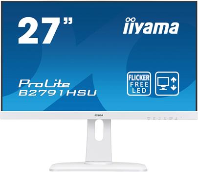 27" iiyama B2791HSU-W1 - TN,FullHD,1ms,300cd/m2, 1000:1,16:9,VGA,HDMI,DP,USB,repro,výšk.nast.,pivot