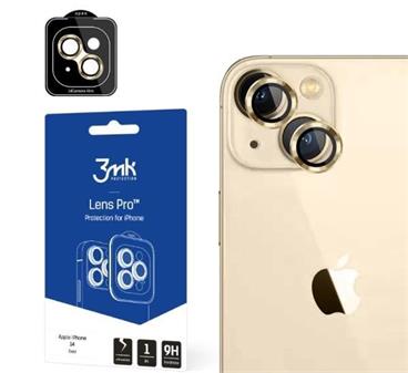 3mk tvrzené sklo Lens Pro ochrana kamery pro Apple iPhone 14, zlatá