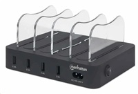4-Port USB Charging Station, Four USB-A Ports, up to 5 V / 2.4 A per Port, 34 W Total Output, Black