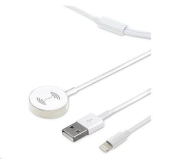 4smarts bezdrátová nabíječka VoltBeam Mini 2,5W + 12W pro Apple Watch s kabelem Lightning, délka 1.6 m, bílá