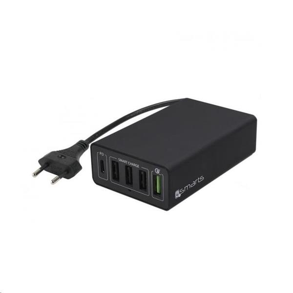 4smarts nabíječka do sítě VoltPlug Quick Charge 3.0, 4x USB, 1x USB-C, PD a PPS, černá