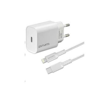 4smarts rychlonabíječka do sítě VoltPlug 20W PD s USB-C -> Lightning MFi kabelem 1,5m, bílá