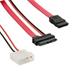 4World HDD kabel | SATA 3 | 13pin Slimline SATA (F) - 7pin SATA (F) & LP4 | 30cm