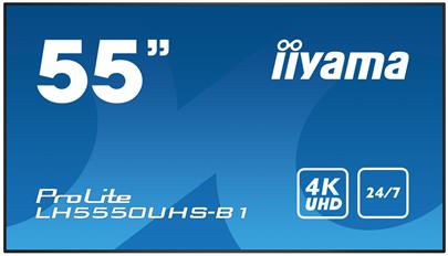 55" iiyama LH5550UHS-B1 - AMVA3,4K UHD,8ms,450cd/m2, 4000:1,16:9,komponent.,HDMI,DP,USB,RS232,repro.