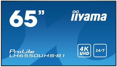 65" iiyama LH6550UHS-B1 - AMVA3,4K UHD,8ms,450cd/m2, 4000:1,16:9,komponent.,HDMI,DP,USB,RS232,repro.
