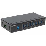 7-Port Industrial USB 3.0 Hub, Seven USB 3.0 Type-A Ports, 20 kV ESD Protection, A/C, Bus and Termin