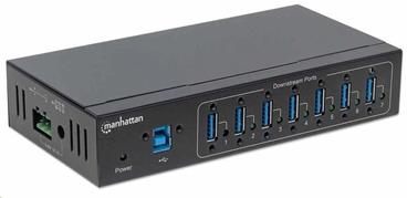 7-Port Industrial USB 3.0 Hub, Seven USB 3.0 Type-A Ports, 20 kV ESD Protection, A/C, Bus and Termin