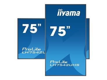 75" iiyama LH7542UHS-B1: IPS, 4K, 500cd/m2, 18/7, VGA, DVI, HDMI, DP, RS-232c, RJ45, IR, Android,
