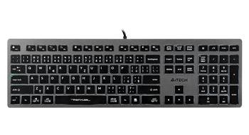 A4tech FX60, kancelářská klávesnice s bílým podsvícením, USB, CZ, šedá