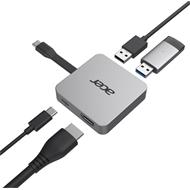 Acer 4in1 Type C dongle: 1x HDMI (až 4K@30Hz), 2x USB3.2 (5Gbps Data Transfer), 1x USB-C (Power Delivery max. 100W)