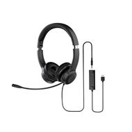 Acer Office Headset, 3,5 mm Jack / USB s ovládáním na kabelu; reproduktory: 30mm měniče; frekvenční rozsah 20Hz-20kHz