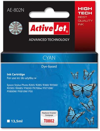 ActiveJet Ink cartridge Eps T0802 R265/R360/RX560 Cyan - 12 ml AE-802