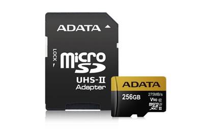 ADATA Premier ONE micro SDXC karta 256GB UHS-II U3 CL10 (čtení/zápis: až 275/155MB/s) s adaptérem