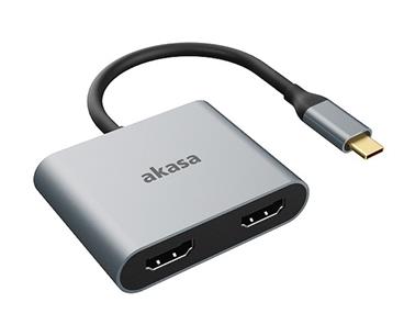 AKASA adaptér USB Type-C na 2x HDMI / AK-CBCA26-18BK / 18cm / černý