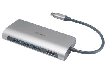 AKASA dokovací stanice 8v1 USB 3.1 Type-C / 1x USB 3.1 Type-C / 3x USB 3.1 Type-A / 1x HDMI / 1x SD / 1x mSD / 1x GLAN