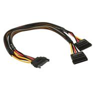 AKASA kabel rozdvojka napájeci SATA/ 15pin(M) na 2x 15pin(F) SATA power/ 30cm