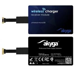 Akyga adaptér QI/micro USB/cerná