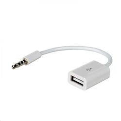 Akyga adaptér USB/MiniJack/PVC/15cm/bílá