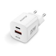 ALIGATOR chytrá síťová mini nabíječka PD 20W, 1x USB-A + 1x USB-C, bílá