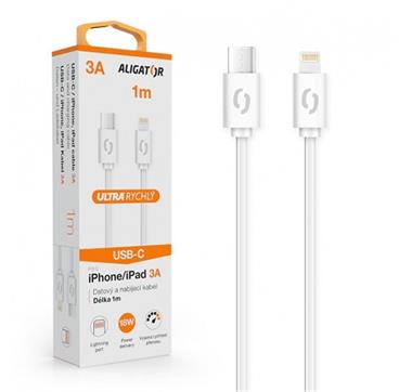 ALIGATOR Datový kabel POWER 3A, USB-C/lightning bílý