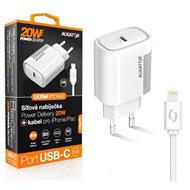 Aligator POWER DELIVERY 20W, USB-C, bílá, USB-C kabel pro iPhone/iPad