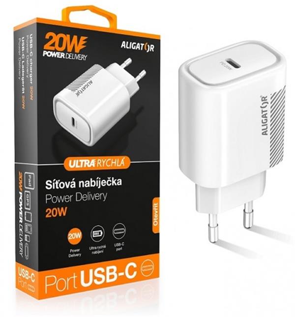 Aligator POWER DELIVERY 20W, USB-C, bílá