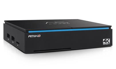 AMIKO android box A5/ 4K Ultra HD/ DVB-S2/T2/C/ H.265/HEVC/ čtečka micro SD/ HDMI/ USB/ LAN/ Wi-Fi/ Android 7.1/ černý