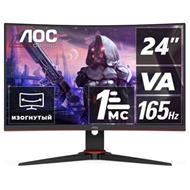 AOC LCD herní C24G2AE 23,8" zakřivený VA/1920x1080@165Hz/1ms/250cd/3000:1/80M:1/VGA/2xHDMI/DP/Repro/VESA/bezrámečkový