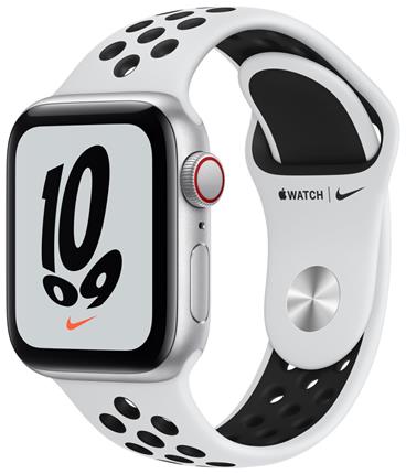 APPLE Watch Nike SE GPS + Cellular, 44mm Silver Alum. Case with Pure Platinum/Black Nike Sport Band - Regular