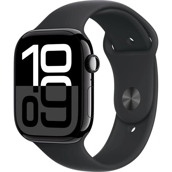 Apple Watch Series 10 42mm Klavírně černý hliník s černým sportovním řemínkem S/M